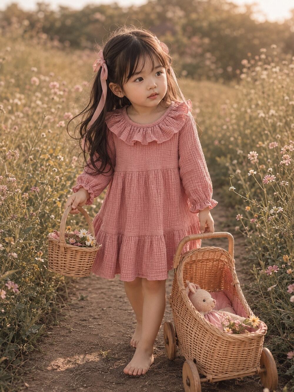 New Darling Mauve Minimalist Gauzy Muslin Dress 3T